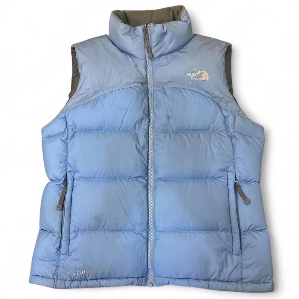 The North Face Nuptse 700 Down Vest Womens L Light Blue Puffer